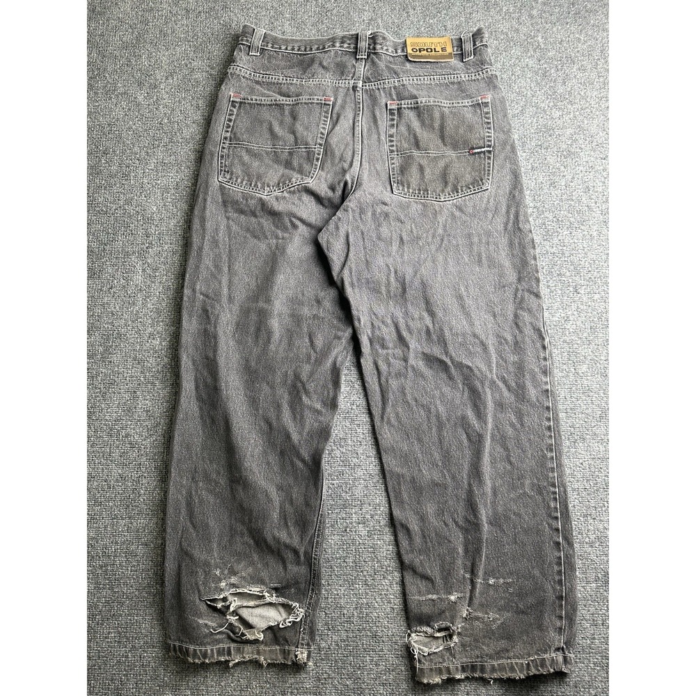 Mens Jeans South Pole Gray Distressed Baggy Skater Y2K, Size 40